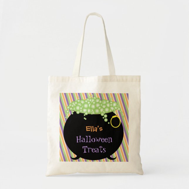 Halloween Treats, Colorful Personalized Tote Bag (Front)