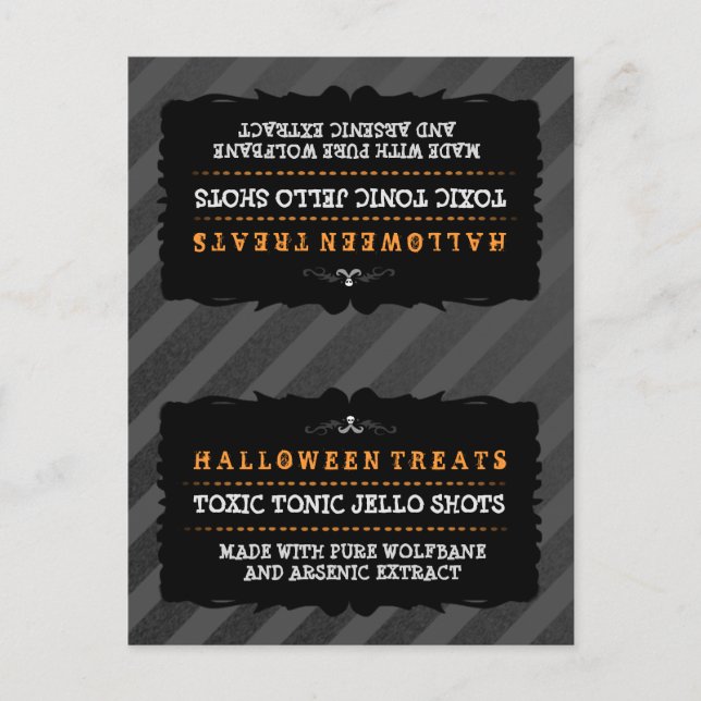 Halloween Treats Food Tent Card - Black Stripe (Front)