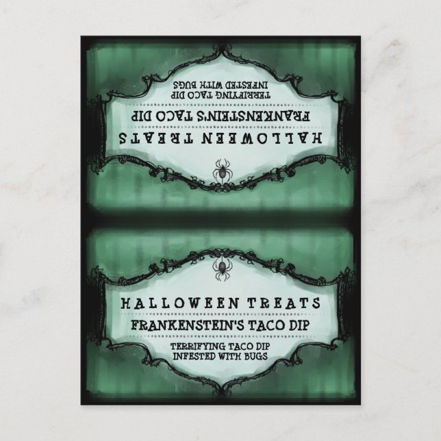 Halloween Treats Food Tent Card - Green (Front)