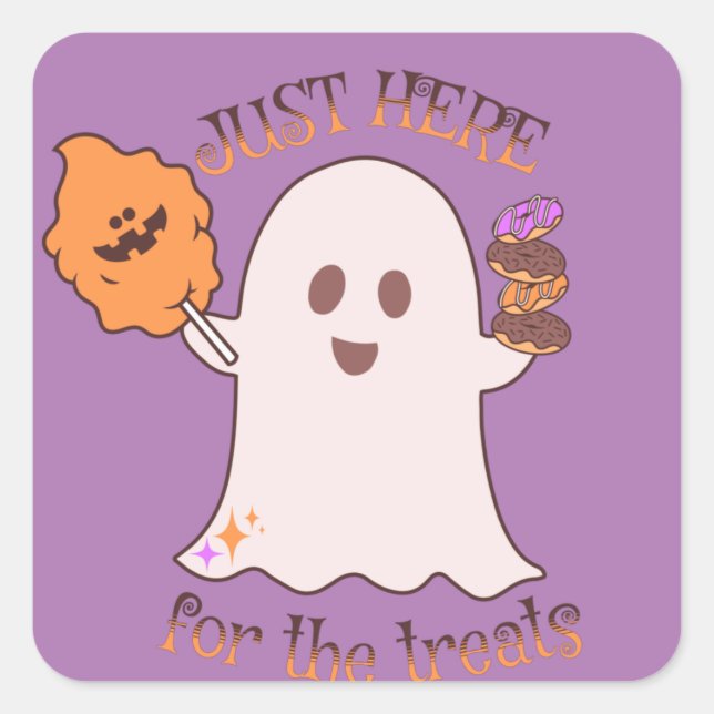 Halloween Treats Ghost and Sweets Party   Square Sticker (Front)