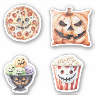 Halloween Treats Popcorn Pizza Ice Cream Pumpkin  Sticker
