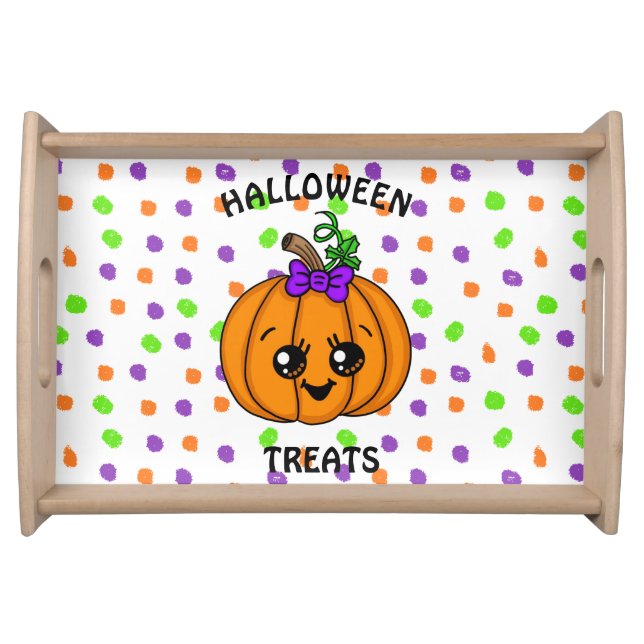 Halloween Treats, Purple, Lime Green and Orange  Serving Tray (Front)
