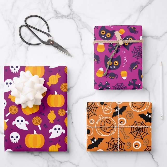 HALLOWEEN TREATS WRAPPING PAPER SHEETS (Front)