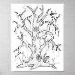 Halloween Tree Coloring Page Art Poster