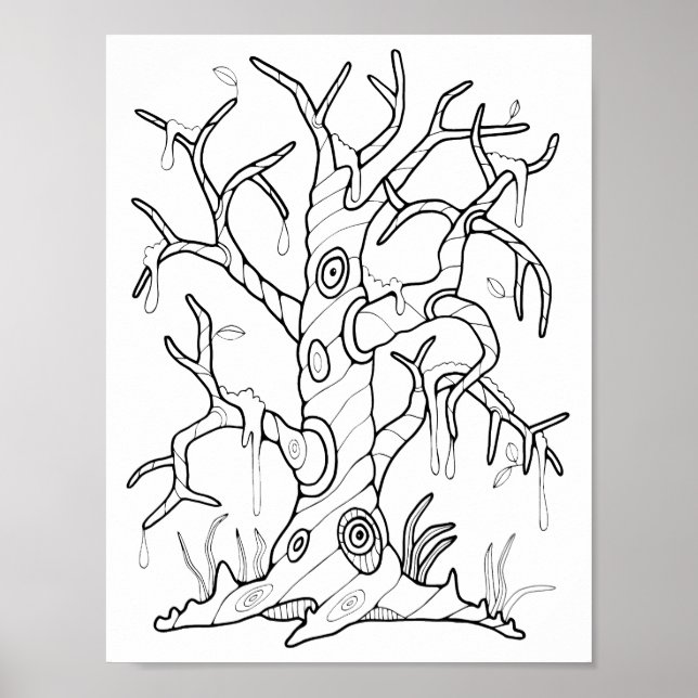 Halloween Tree Coloring Page Art Poster (Front)