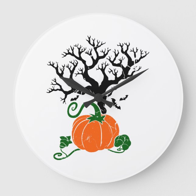 Halloween tree Fall Shirts Halloween Sweatshirt Large Clock (Front)