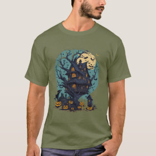 Halloween Tree House Black Cat Men's T-Shirt