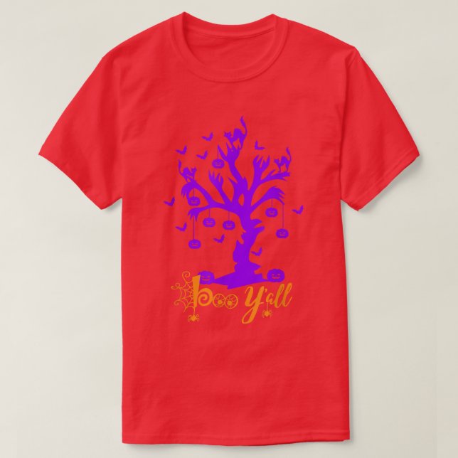 Halloween Tree Spooky Night Boo With Cats and Pump T-Shirt (Design Front)