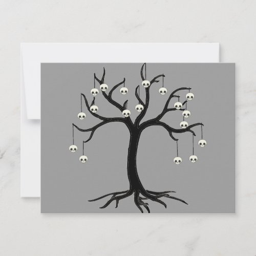 Halloween Tree with Cute Skull Ornaments Card