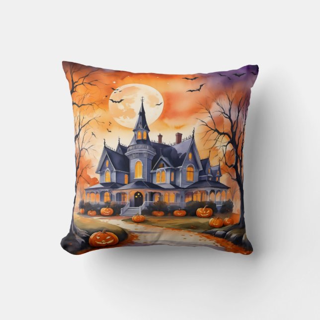 Halloween Trendy Pumpkin Autumn Collection Throw Pillow (Front)
