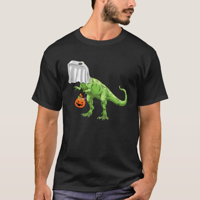 Halloween TRex Dinosaur Ghost Trick or Treat Toddl T-Shirt (Front)