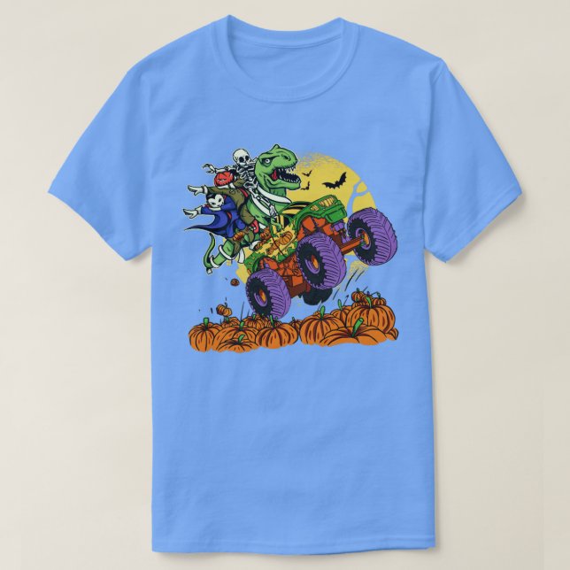 Halloween TRex Dinosaur Monster Truck T-Shirt (Design Front)