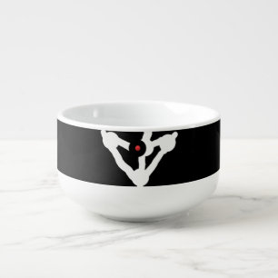 Halloween trick design black white with letters soup mug