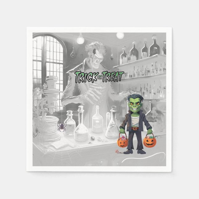 Halloween Trick of Treat Frankenstein Napkins (Front)
