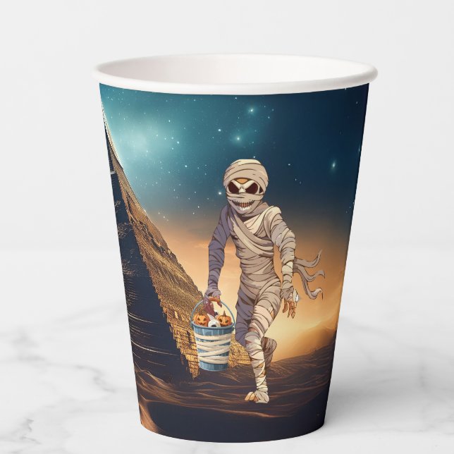 Halloween Trick of Treat Mummy  Paper Cups (Back)
