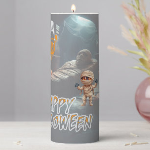 Halloween Trick of Treat Mummy's Lair Pillar Candle
