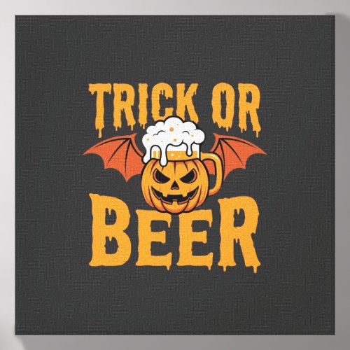 Halloween Trick or Beer Pumpkin Bat Graphic Canvas Photo Tile
