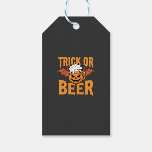 Halloween Trick or Beer Pumpkin Bat Graphic Gift Tags