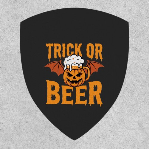 Halloween Trick or Beer Pumpkin Bat Graphic Patch
