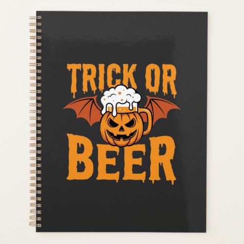 Halloween Trick or Beer Pumpkin Bat Graphic Planner