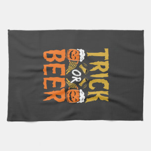Halloween Trick or Beer Skeleton Hands Kitchen Towel