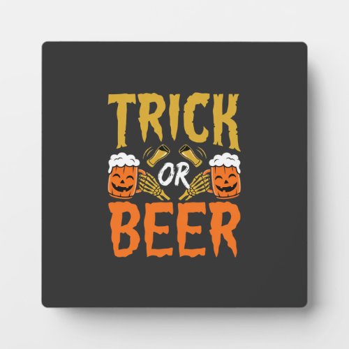 Halloween Trick or Beer Skeleton Hands Plaque