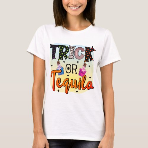 Halloween Trick Or Tequila Typography Fun T_Shirt