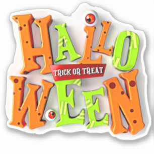 Halloween Trick or Treat, 3D Blocks Effect, Sticker