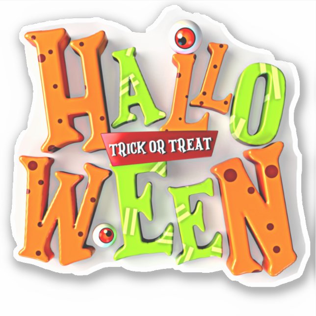 Halloween Trick or Treat,  3D Blocks Effect,       Sticker (Front)