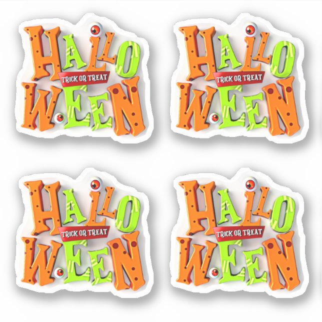 Halloween Trick or Treat,  3D Blocks Effect,       Sticker (Front)
