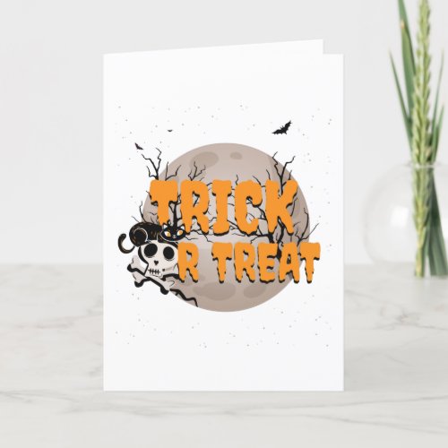 Halloween Trick or Treat Add Message and Name Holiday Card