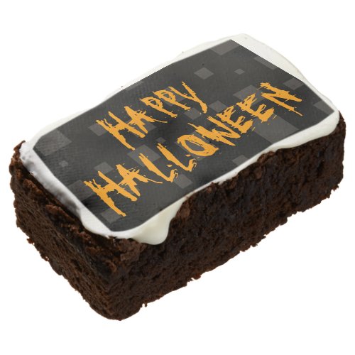 Halloween trick or treat alert orange black box chocolate brownie