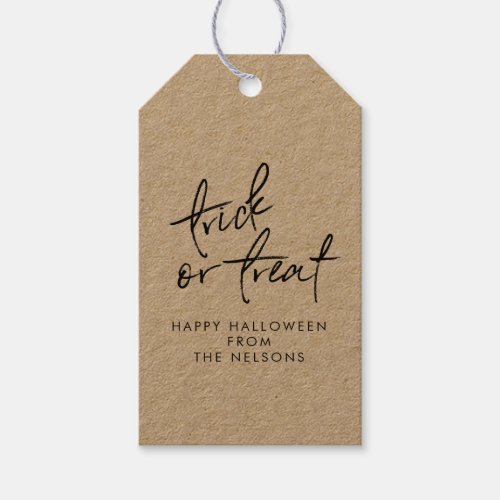 Halloween Trick or Treat Bag Candy Favor Kraft Gift Tags