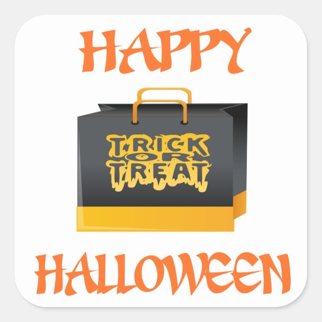 Halloween Trick Or Treat Bag Square Sticker