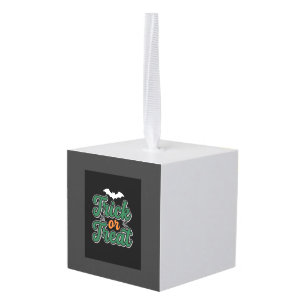Halloween Trick or Treat Bat Web Design_1 Cube Ornament