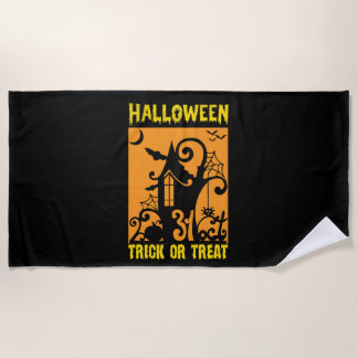 Halloween Trick Or Treat Birthday Beach Towel