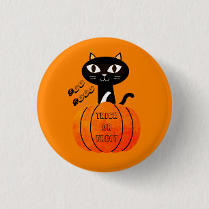 Halloween Trick or Treat Black Cat Cute Spooky Boo Button