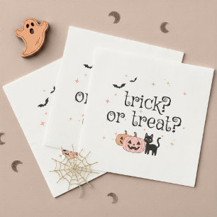 Halloween Trick or Treat Black Cat Motif ID1325 Paper Dinner Napkins