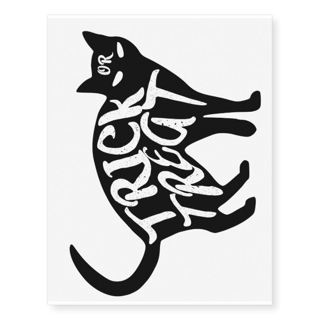 Halloween Trick or Treat Black Cat Temporary Tattoos (Front)