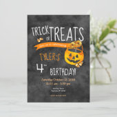 Halloween Trick or Treat Boy or Girl Birthday Invitation (Standing Front)