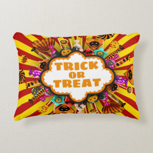 Halloween Trick or Treat Candy and sweets. Autumn Accent Pillow