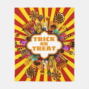 Halloween Trick or Treat Candy and sweets. Autumn Fleece Blanket