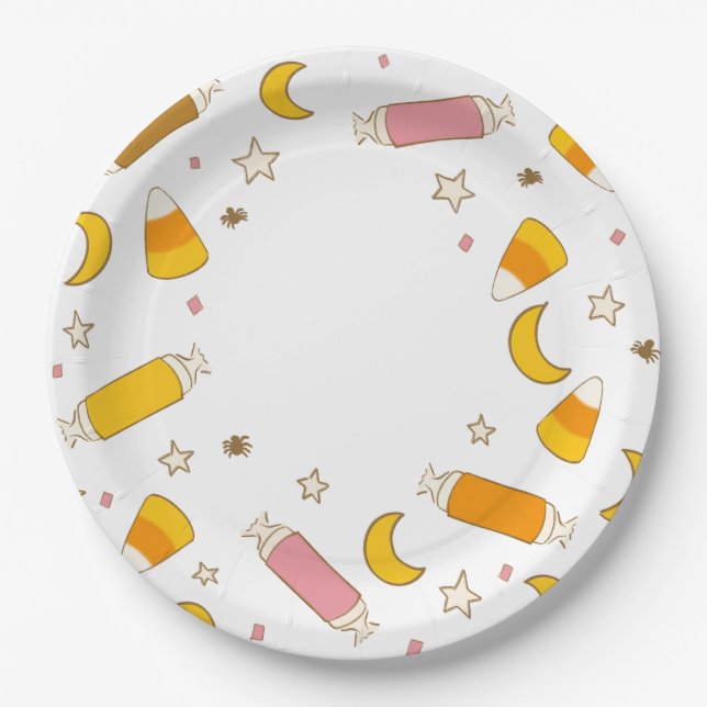 Halloween Trick or Treat Candy Classics Party Paper Plates (Front)