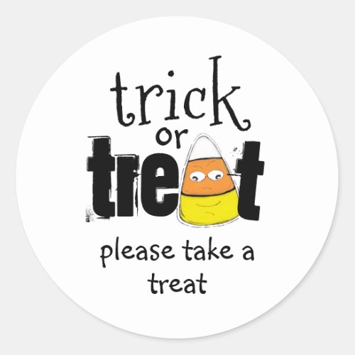 Halloween Trick or Treat Candy Corn Typography Classic Round Sticker