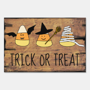 Halloween Trick or Treat Candy Corn Yard Sign