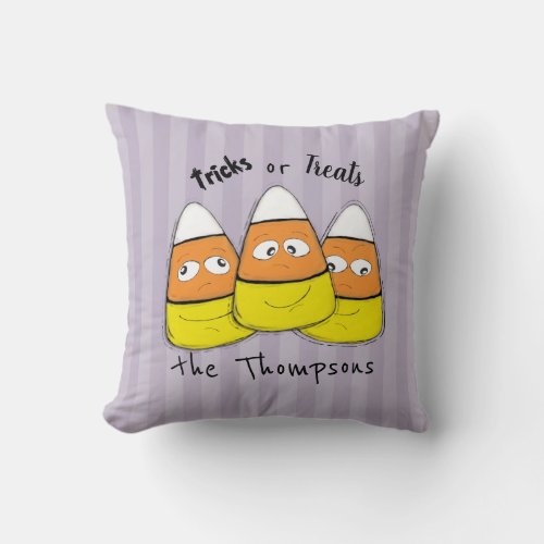 Halloween Trick or Treat Candy Cute Whimsical Throw Pillow