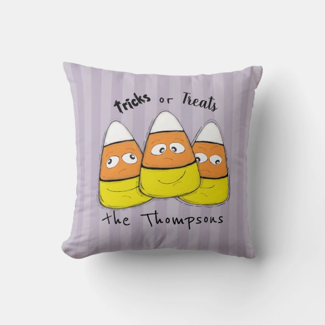 Halloween Trick or Treat Candy Cute Whimsical Throw Pillow (Front)
