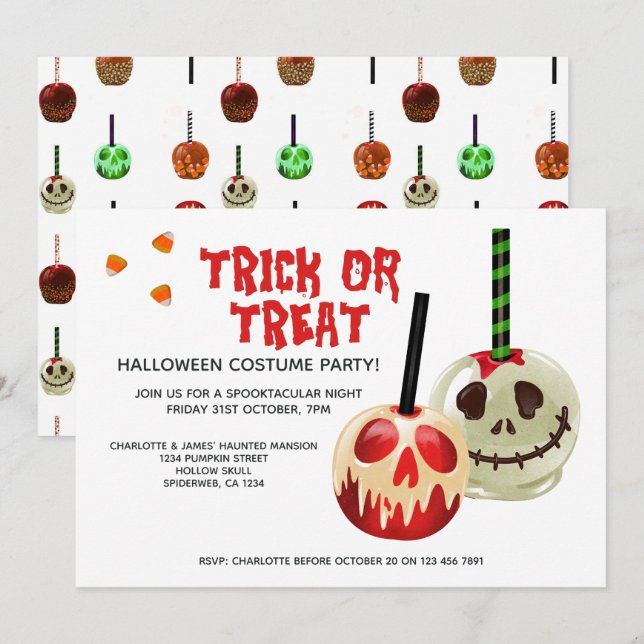 Halloween Trick or Treat Candy Skull Invitation (Front/Back)