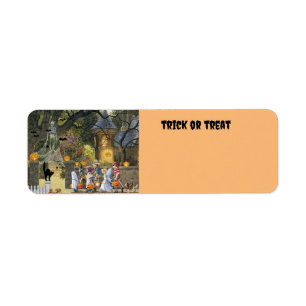 Halloween trick or treat children label