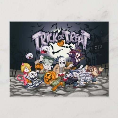 Halloween Trick or Treat Children Postcard